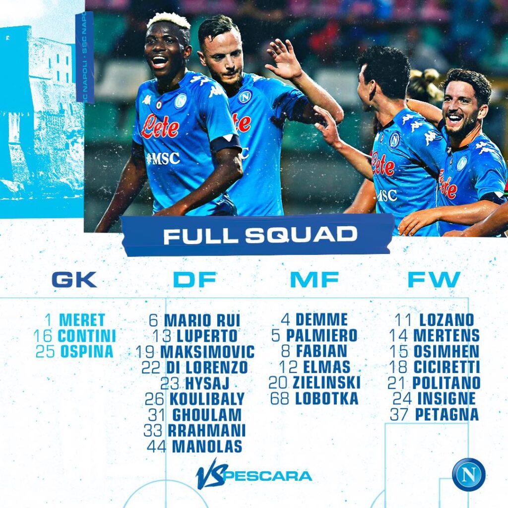 napoli-pescara convocati