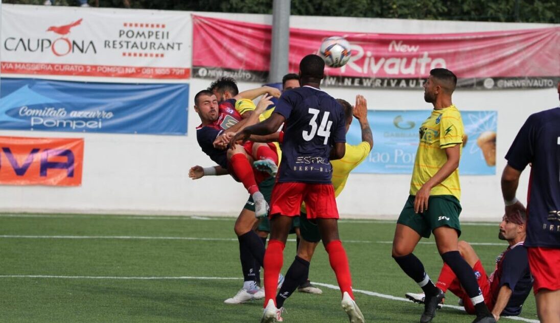 Il Pompei ci prova, il Montecalcio è caparbio: 1-1 al Bellucci, in gol Guarracino e Gatta